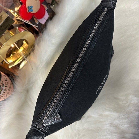JIMMY CHOO BEAUTY BLACK SCUBA PERFUME MAKEUP HYGIENE BAG ZIP CLOSURE SIDE SNAP - Picture 7 of 12